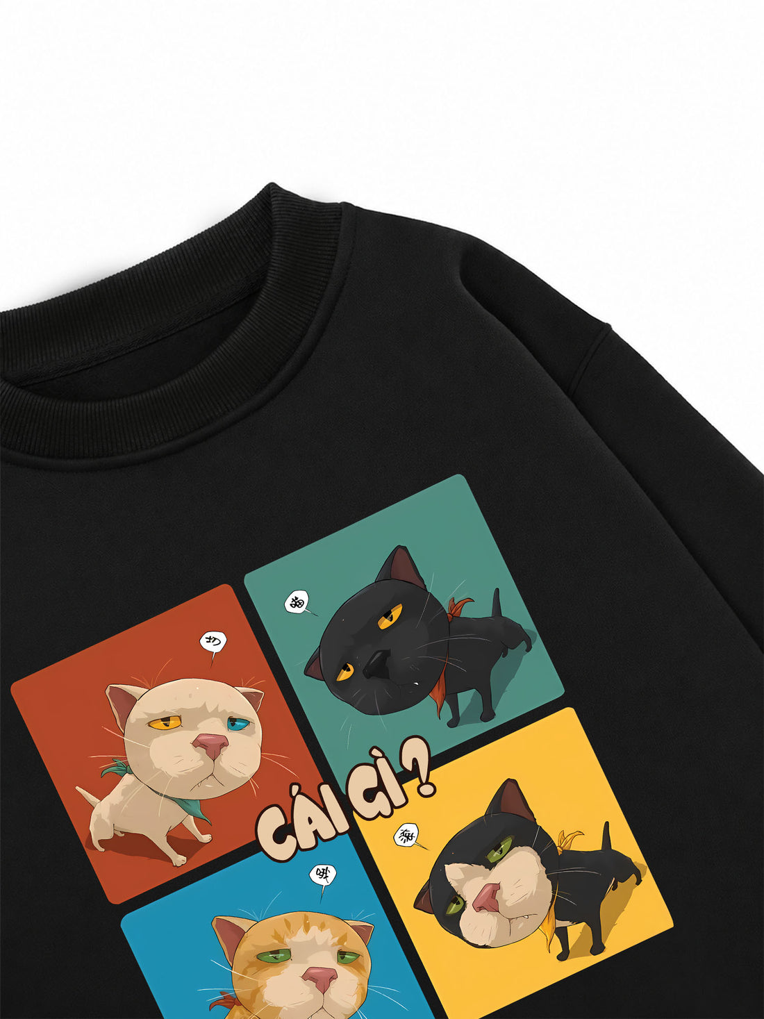 Áo Sweater Nỉ Hai Da Meme Cat Cái Gì