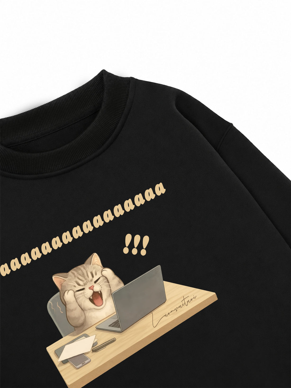 Áo Sweater Nỉ Hai Da Con Mèo Điên Đầu