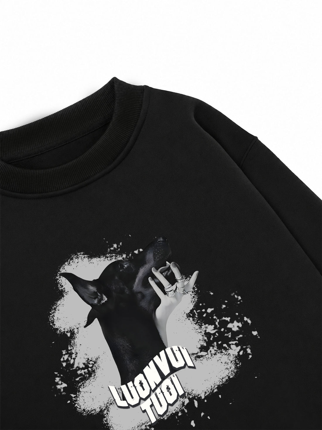 Áo Sweater Nỉ Hai Da Black Dog