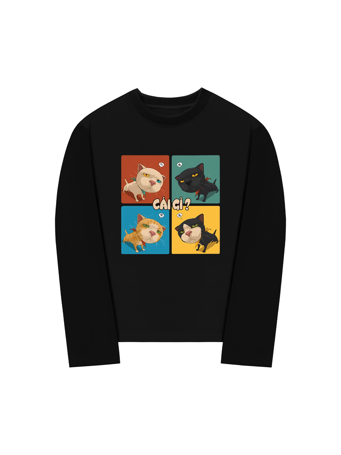 Áo Thun Dài Tay Meme Cat Cái Gì