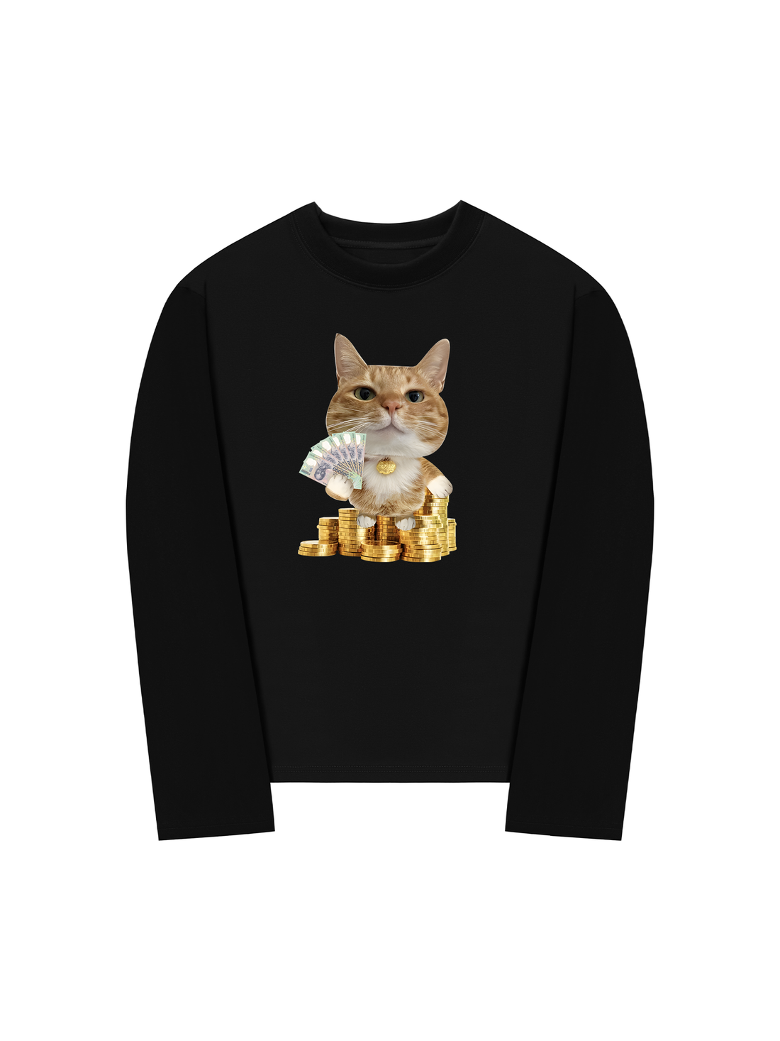 Áo Thun Dài Tay Ngồi Trên Đống Tiền