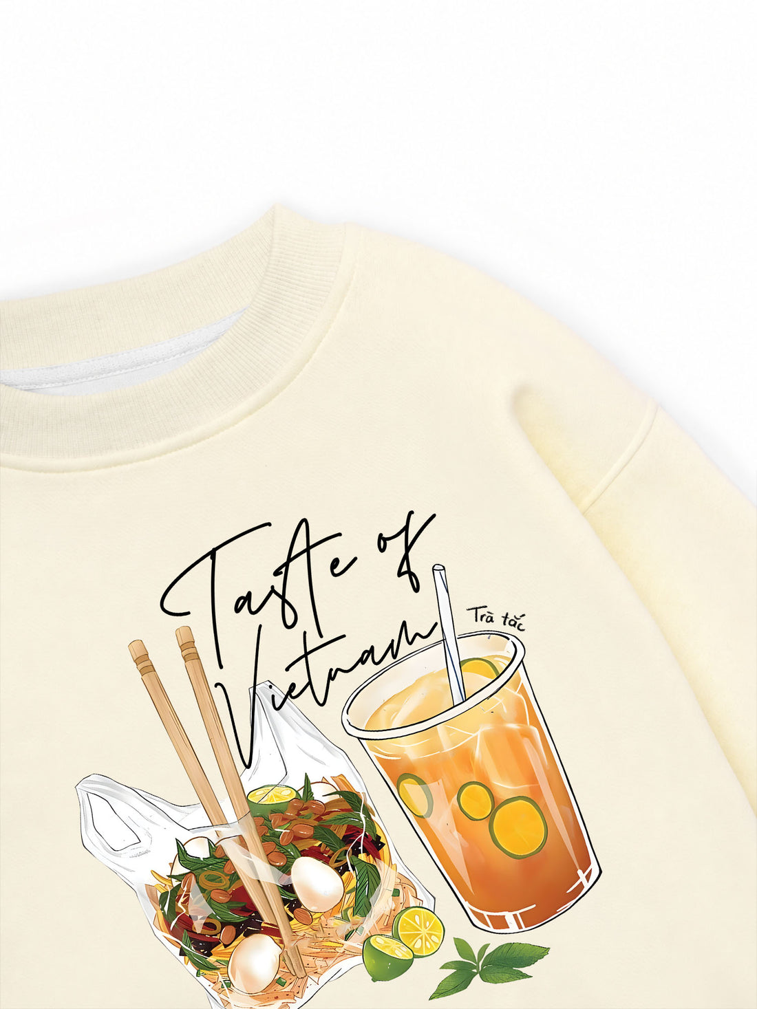 Áo Sweater Nỉ Hai Da Trà Trắc Bánh Tráng Trộn