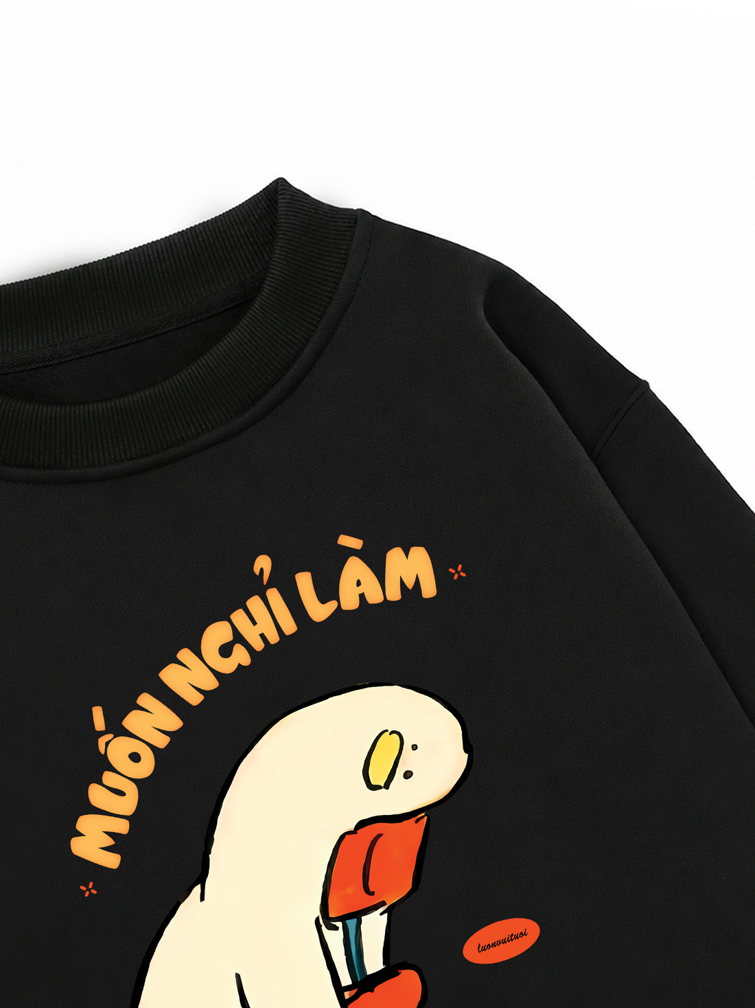 Áo Sweater Nỉ Hai Da Meme Chú Vịt Muốn Nghỉ Làm