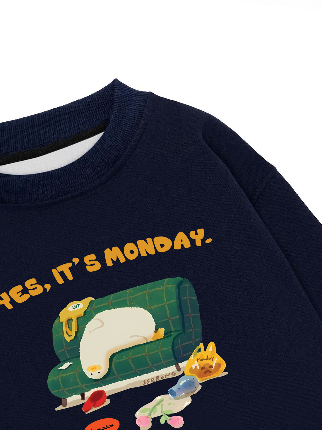Áo Sweater Nỉ Hai Da Meme Chú Vịt Yes It's Monday