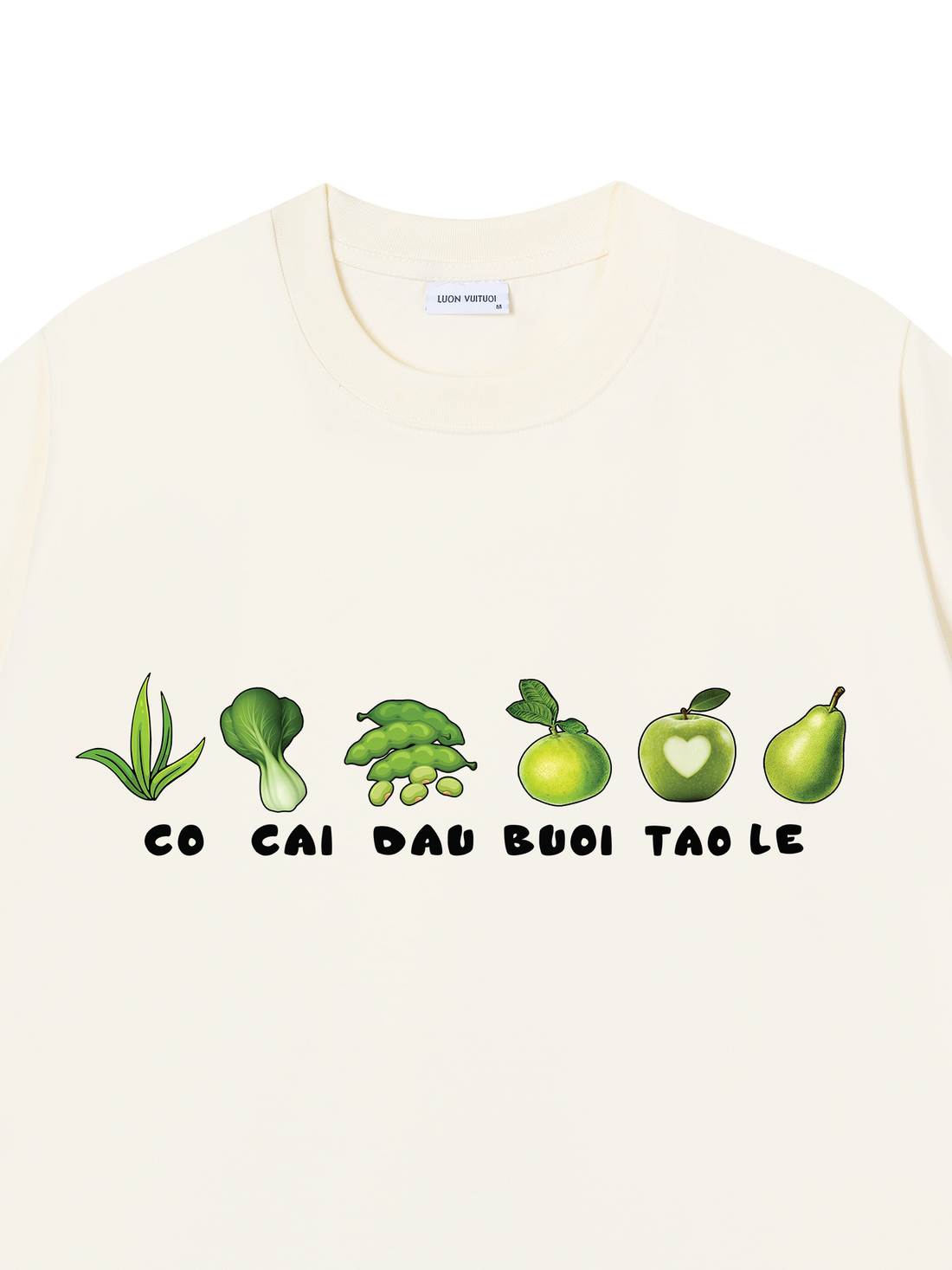 Áo Thun Cỏ Cải Đậu Bưởi Táo Lê