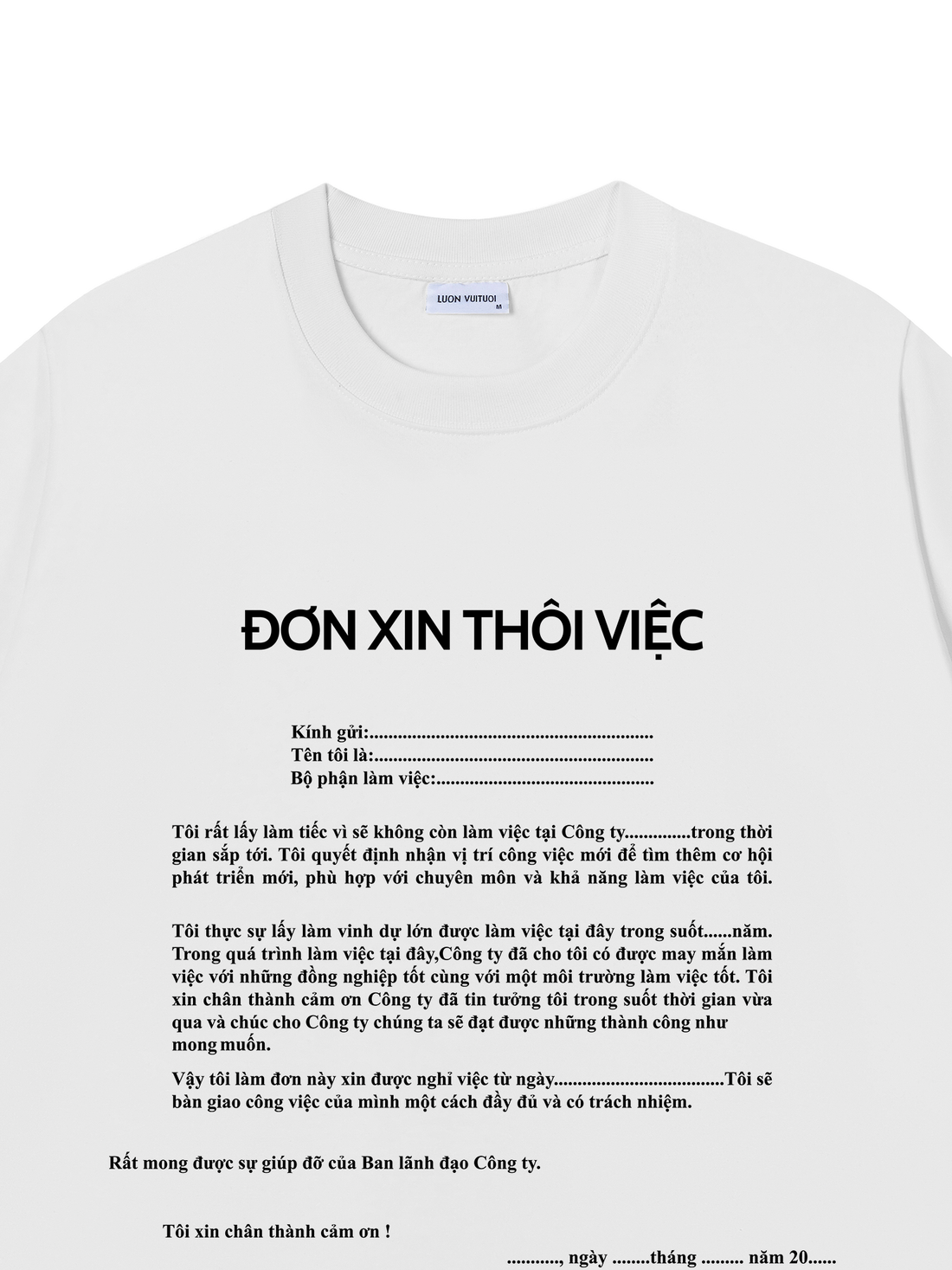 Áo Thun Đơn Xin Thôi Việc