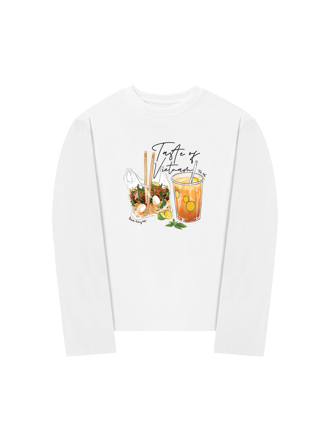 Áo Thun Dài Tay Trà Trắc bánh Tráng Trộn