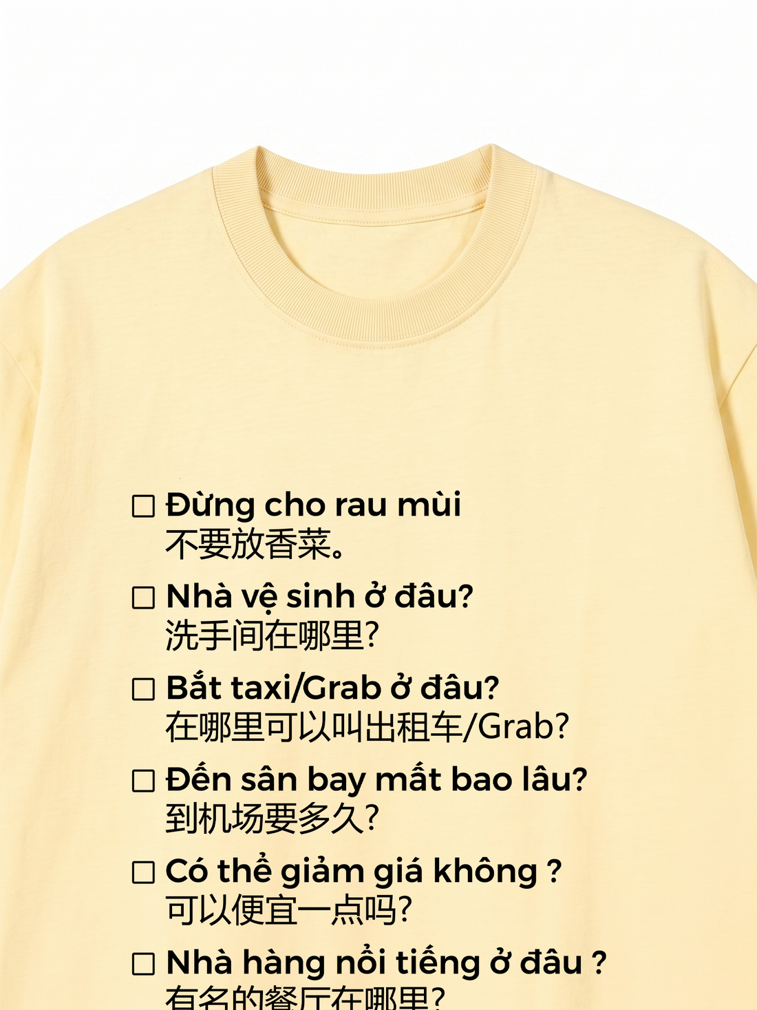 Áo Thun Phiên Dịch Du Lịch Trung-Việt